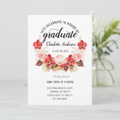 Graduation Party Blush Pink Red Waterverf Floral Kaart (Staand voorkant)