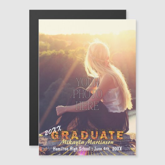 Graduation Party Boho Chic Sunshine Colors 2023 Magnetische Uitnodiging (Voorkant / Achterkant)
