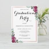 Graduation Party bordeauxkaart voor bloemen Kaart (Staand voorkant)