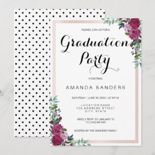 Graduation Party bordeauxkaart voor bloemen Kaart