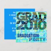 Graduation Party Boy Blue Invitation Kaart (Voorkant / Achterkant)