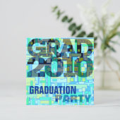 Graduation Party Boy Blue Invitation Kaart (Staand voorkant)