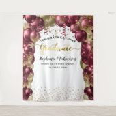 Graduation Party Burgundy Gold Balloons Streamers Wandkleed (Voorkant)