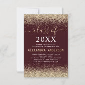 Graduation Party Burgundy Gold Class of 2022 Kaart (Voorkant)