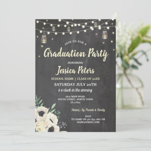 Graduation Party Chalk Jars Chalk Fireflies nodige Kaart (Staand voorkant)