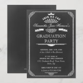 Graduation Party  Chalkboard Art Deco Kaart (Voorkant / Achterkant)