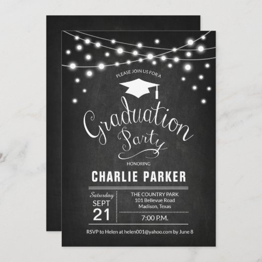 Graduation Party - Chalkboard Pattern Kaart (Voorkant / Achterkant)