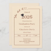 Graduation party champagne She did it Kaart (Voorkant / Achterkant)