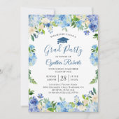 Graduation Party Chic Blue Hydrangeas Floral Kaart (Voorkant)