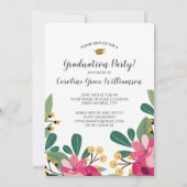 Graduation Party Chic Floral Afstuderen Foto Kaart (Achterkant)
