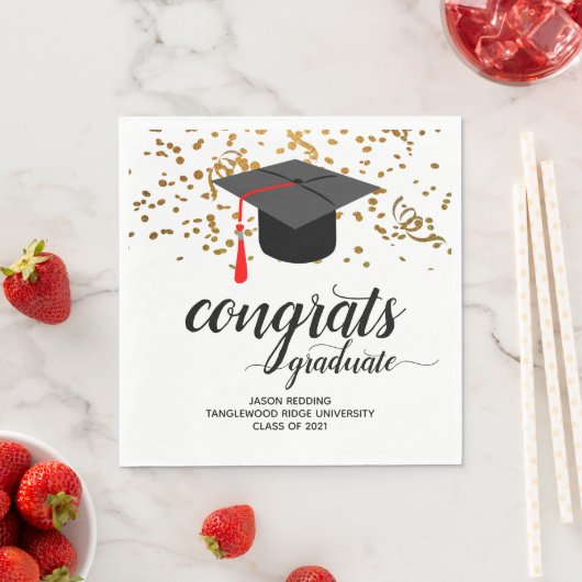 Graduation Party Class of 2021 Gold Glitter Servet (Insitu)