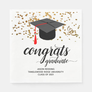Graduation Party Class of 2021 Gold Glitter Servet