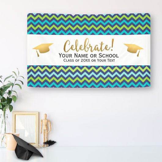 Graduation Party class of 20XX Colorful Chevron Spandoek