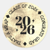 Graduation Party Class Of Congrats Grad Gold Ronde Sticker (Voorkant)