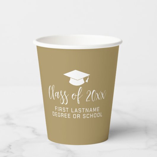 Graduation Party Class of Graduation Cap Name Gold Papieren Bekers (Voorkant)