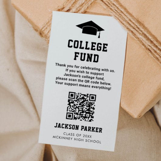 Graduation Party College Fund QR Code Kaart Visitekaartje