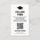 Graduation Party College Fund QR Code Kaart Visitekaartje (Voorkant)