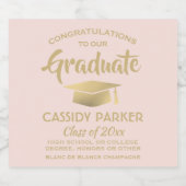 Graduation Party comprimeert Blush Pink Gold Elega Sparkling Wijnetiket (Enkel label)