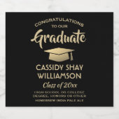 Graduation Party Congrats Black and Gold Elegant Bier Etiket (Enkel label)