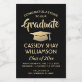 Graduation Party - Congrats Black Gold Elegant Min Wijn Etiket (Enkel label)