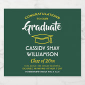 Graduation Party Congrats Modern Green Gold Yellow Bier Etiket (Enkel label)
