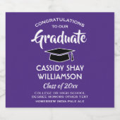 Graduation Party Congrats Modern Paars and White Bier Etiket (Enkel label)