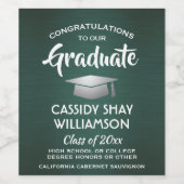 Graduation Party Congrats pensed Dark Green White Wijn Etiket (Enkel label)