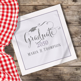 Graduation Party Custom Paarse Script Servet
