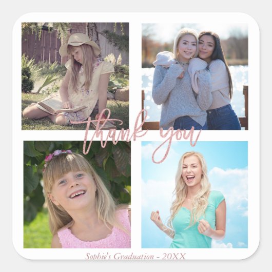Graduation Party Custom Photo Collage Vierkante Sticker (Voorkant)