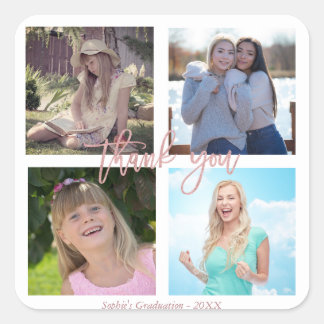 Graduation Party Custom Photo Collage Vierkante Sticker
