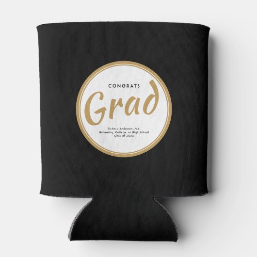 Graduation Party Custom Typography Black Blikjeskoeler (Achterkant)