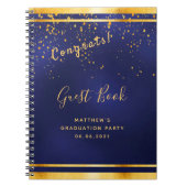 Graduation Party dark blue gold gastenboek Notitieboek (Voorkant)