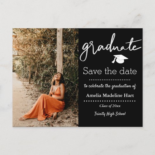 Graduation Party | De foto van het datumscript ops Aankondigingskaart (Voorkant)