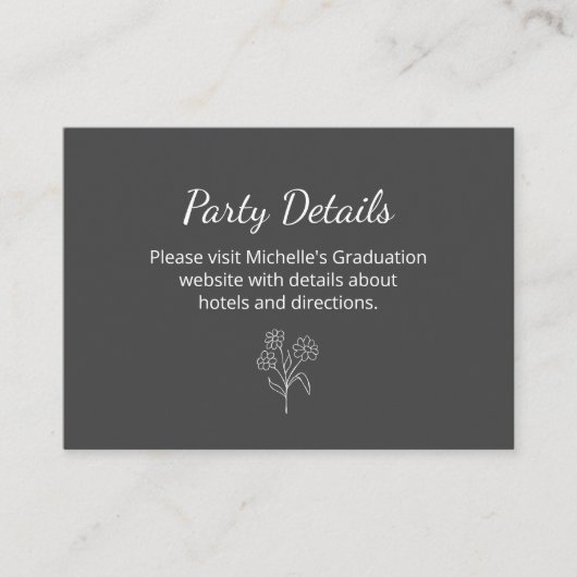 Graduation Party Details QR code Botanisch Grijs Informatiekaartje (Voorkant)
