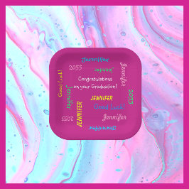 Graduation Party die Namen herhalen FUN Hot Pink Papieren Bordje
