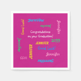 Graduation Party die Namen roze papier hervat Servetten