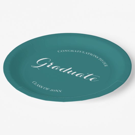 Graduation Party Eenvoudig Groen en Wit Papieren Bordje (Gekanteld)