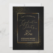 Graduation Party Elegant Black and Gold Glitter Kaart (Voorkant)