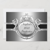 Graduation Party Elegant Black Silver Metal Kaart (Voorkant)