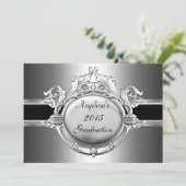 Graduation Party Elegant Black Silver Metal Kaart (Staand voorkant)