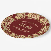 Graduation Party Elegant Burgundy Gold Papieren Bordje (Gekanteld)