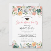 Graduation Party Elegant Garden Bloom Rozen Floral Kaart (Voorkant)