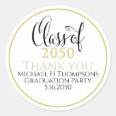 Graduation Party Elegant Gold Modern Script Ronde Sticker (Voorkant)