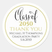 Graduation Party Elegant Gold Modern Script Ronde Sticker (Voorkant)