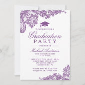 Graduation Party Elegant Lace Lavender Paars Kaart (Voorkant)