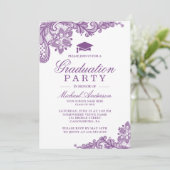Graduation Party Elegant Lace Lavender Paars Kaart (Staand voorkant)