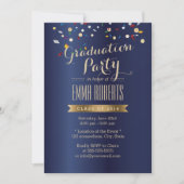 Graduation Party Elegant Navy Blue Confetti Kaart (Voorkant)