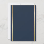 Graduation Party Elegant Navy Blue & Gold Stripes Kaart (Achterkant)