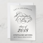 Graduation Party Elegant Silver Afstuderen script Kaart (Voorkant)