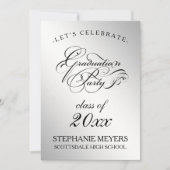 Graduation Party Elegant Silver Afstuderen script Kaart (Voorkant)